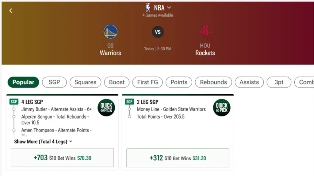 Bet Types at Caesars Sportsbook