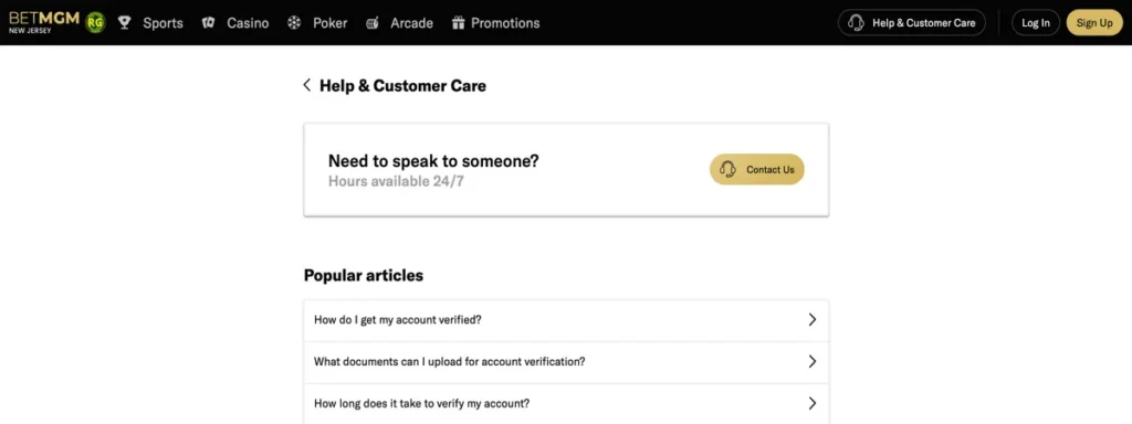 BetMGM Casino Customer Service review