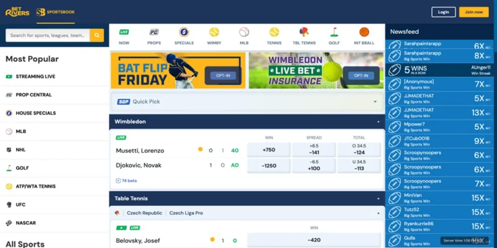 BetRivers Sportsbook Online Betting Options