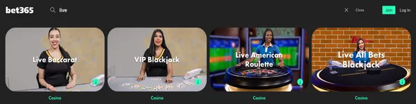 bet365 Casino Online Game Selection live dealer