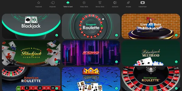 bet365 Casino Online Game Selection table games