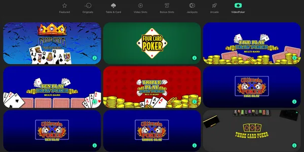 bet365 Casino Online Game Selection video poker.