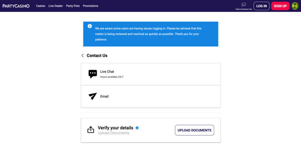 Party Casino Customer Service