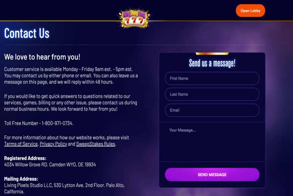 Ding Ding Ding Casino Support Review